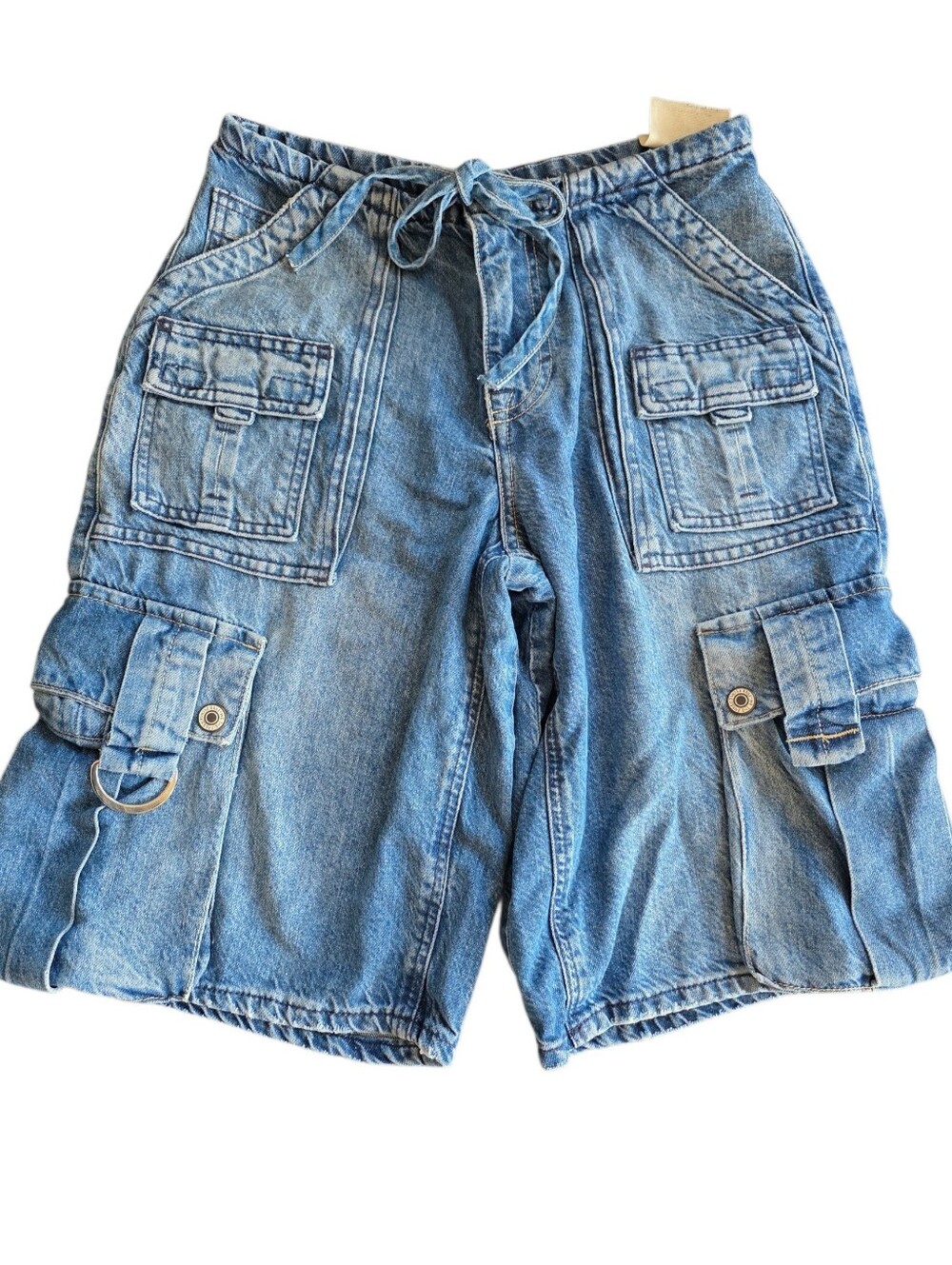We The Free Reina Light Blue Denim Cargo Shorts with Drawstring Size X-Small